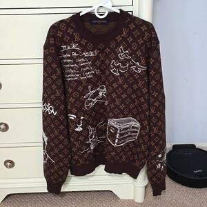 Louis Vuitton Monogram Embroidered Wool Cotton Crewneck